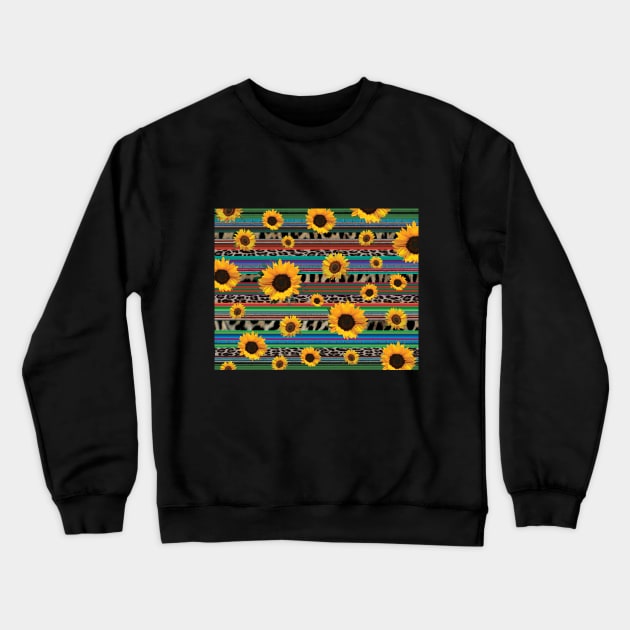 Serape Sunflower Crewneck Sweatshirt by DigitalCreativeArt